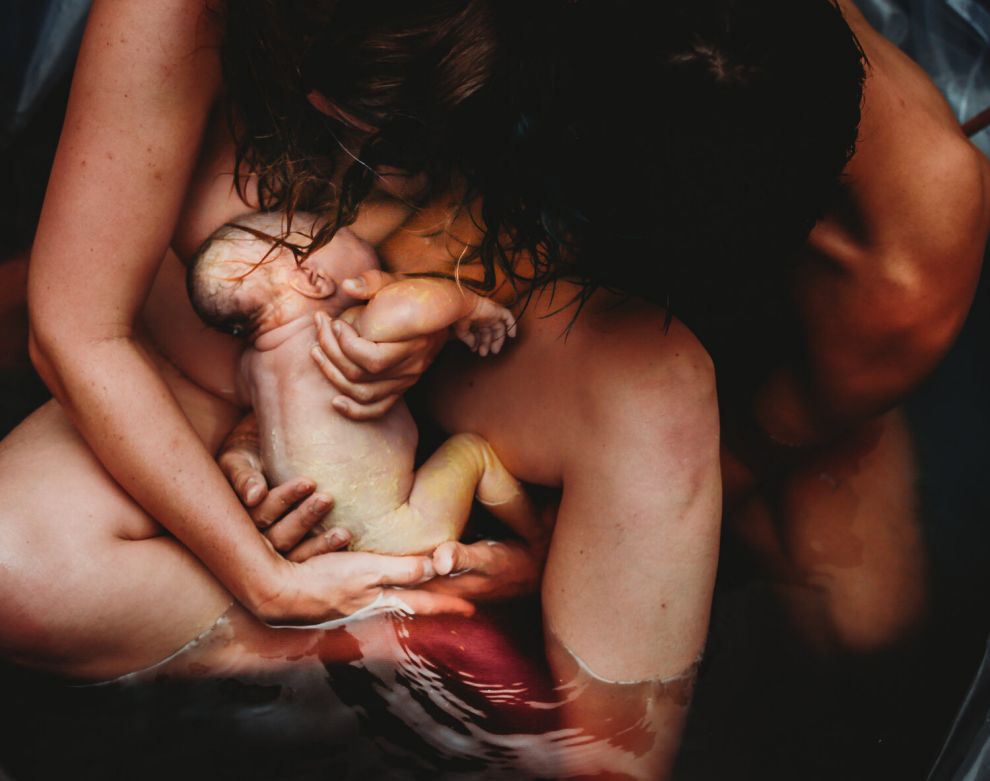 Newborn with family