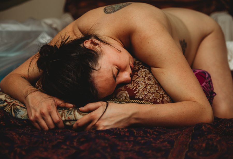 Woman giving birth